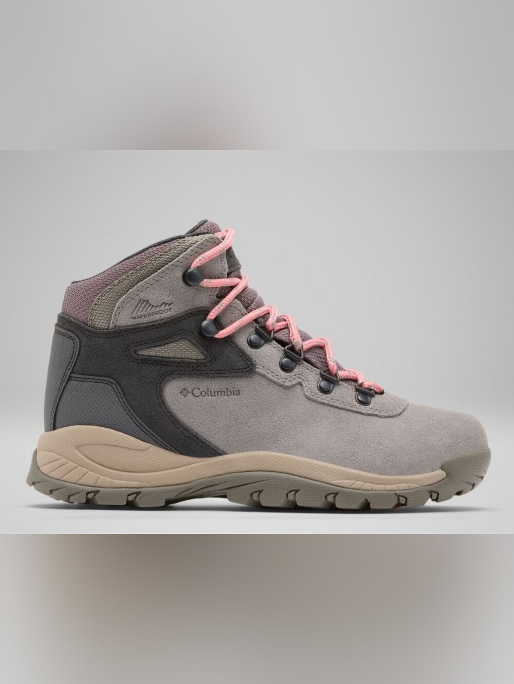 Columbia Lace-Up Waterproof Hiking Boot in Gray and Pink Brand New In Box